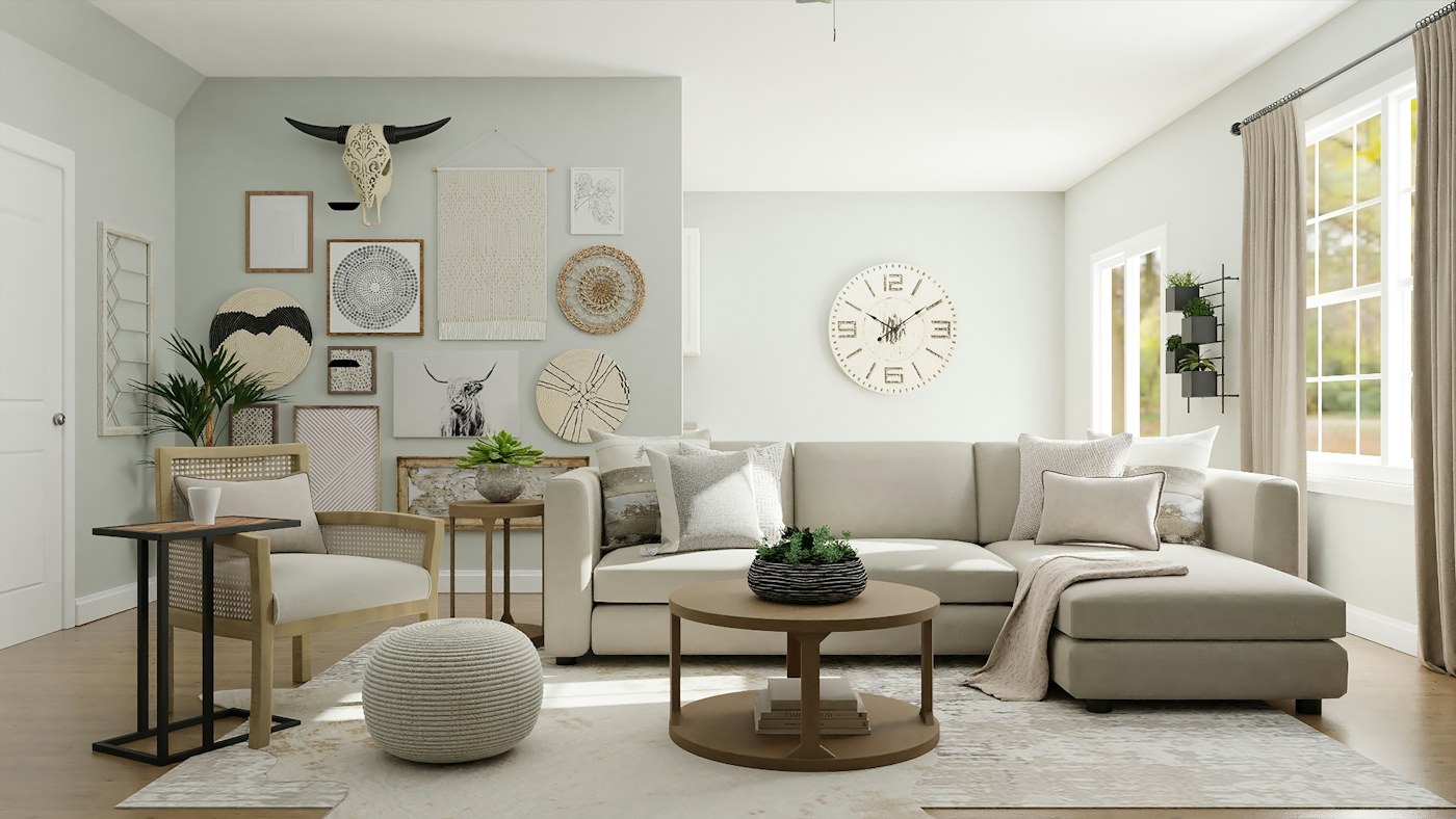 A sunlit bed made with softly textured neutral linen sheets